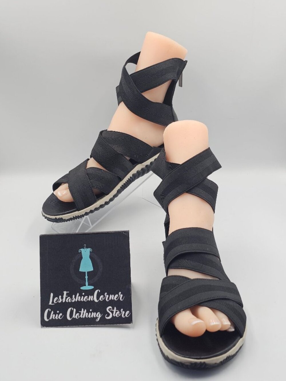Sorel Women's Black Out 'N About Plus Strap Gladiator Style Sandals Size 10 3743